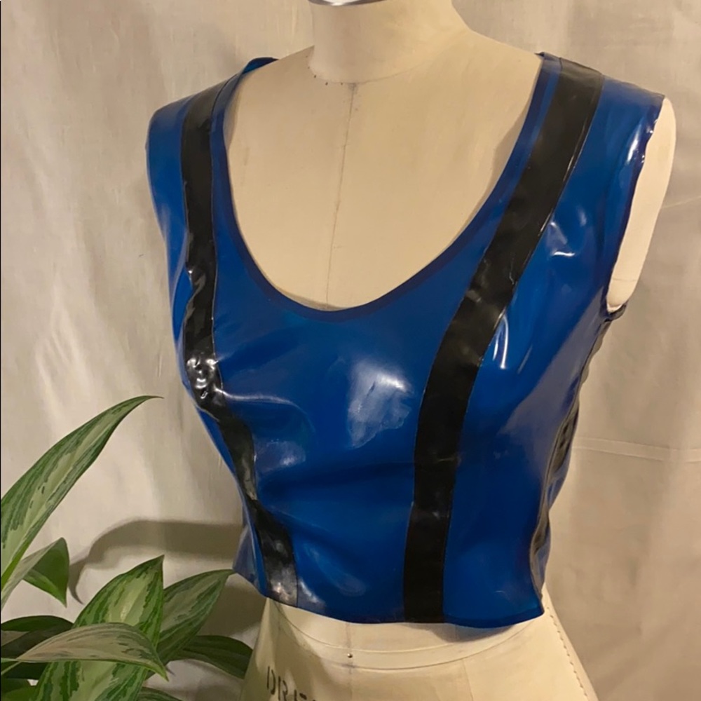 LATEX two-piece crop top hot pants shorts rubber